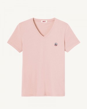 JOTT Cancun Plain Organic Cotton V-neck Ženske Majice Svijetlo Roze | CBS-6268