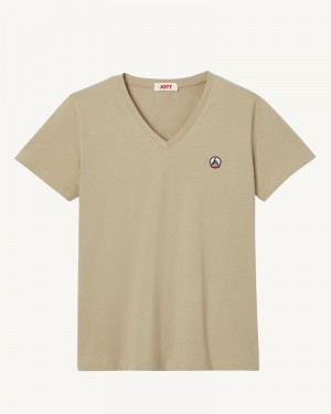 JOTT Cancun Plain V-neck Organic Cotton Ženske Majice Bež | RVA-4982