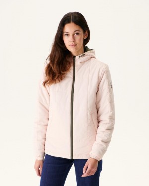 JOTT Kara Reversible Hooded Ultralight Ženske Donje Jakne Maslinasto Zelene Svijetlo Roze | ANN-6811