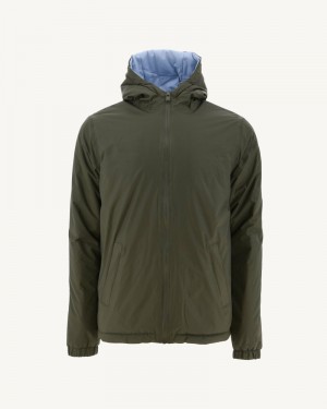 JOTT Vigo Reversible Ultralight Hooded Muške Donje Jakne Maslinasto Zelene Svijetlo Plave | FKG-5843