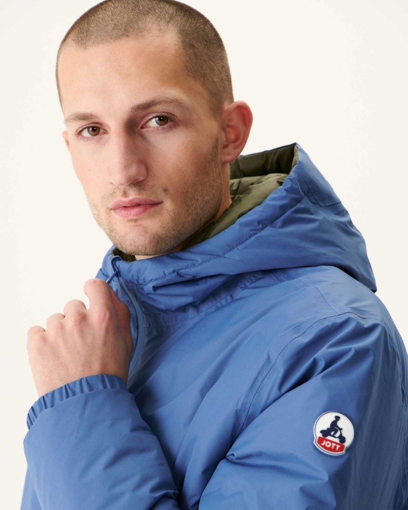 JOTT Amsterdam Long Reversible Hooded Muške Pufer Jakne Plave Maslinasto Zelene | TXD-6423