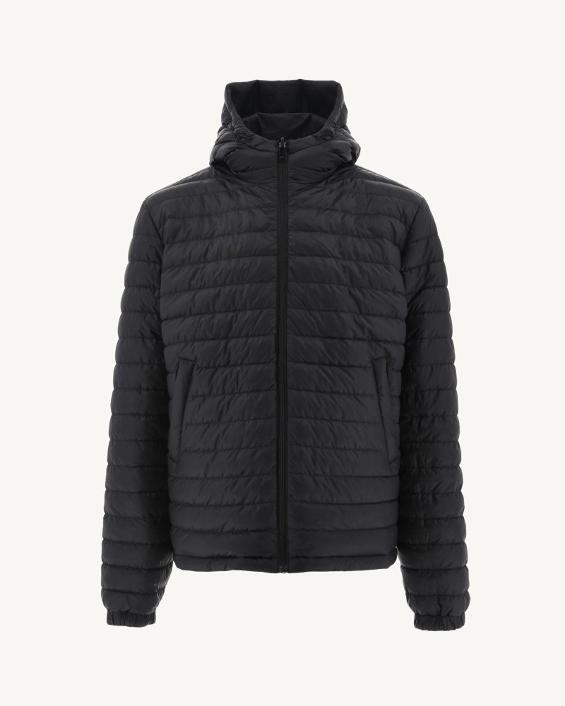 JOTT Bergen Reversible Hooded Muške Pufer Jakne Crne | TNF-6506