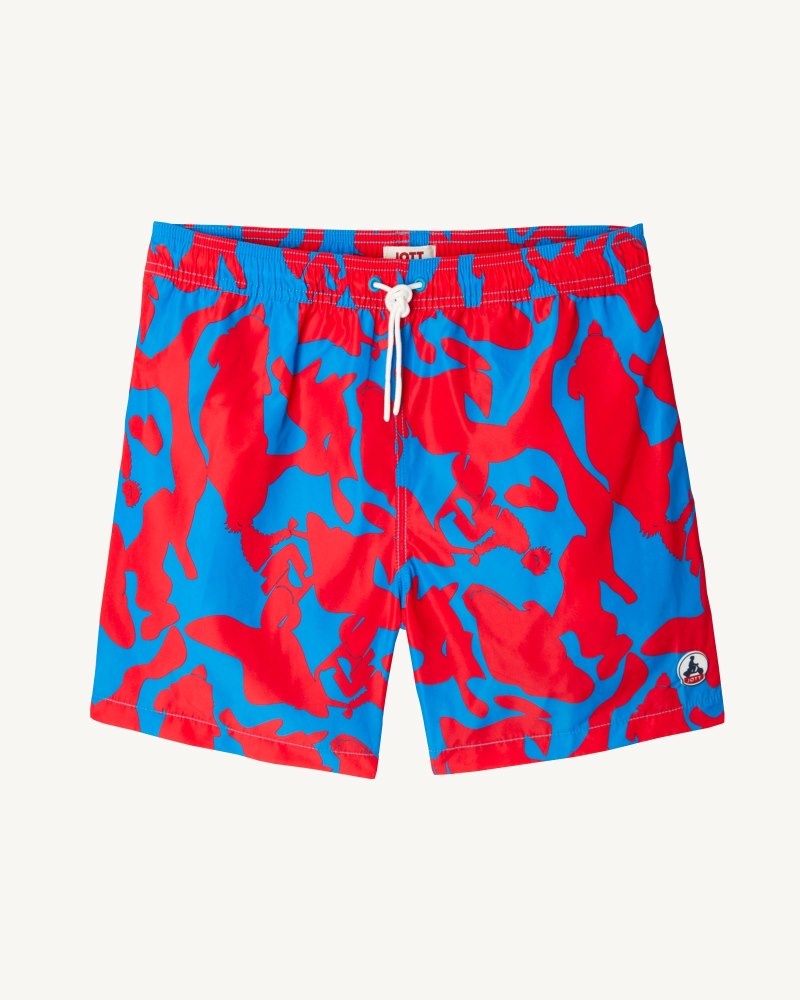 JOTT Biarritz Muške Swim Shorts Maskirne Plave Crvene | BEV-0018