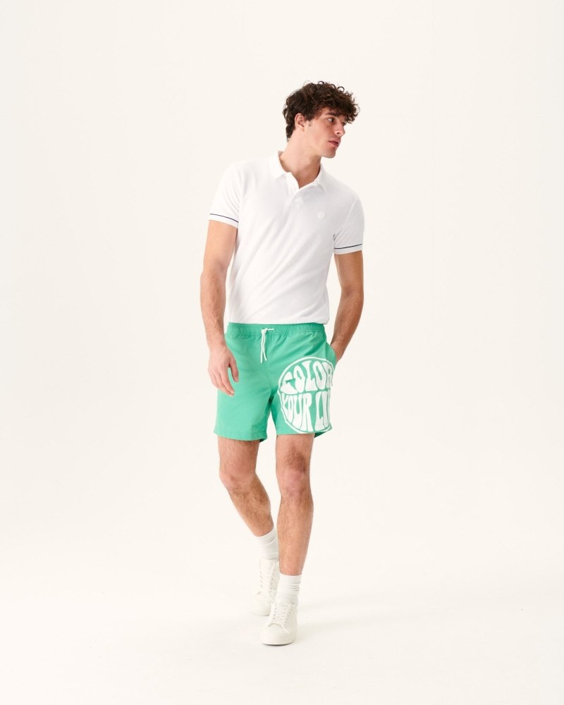 JOTT Biarritz Muške Swim Shorts Zelene Bijele | INV-6438