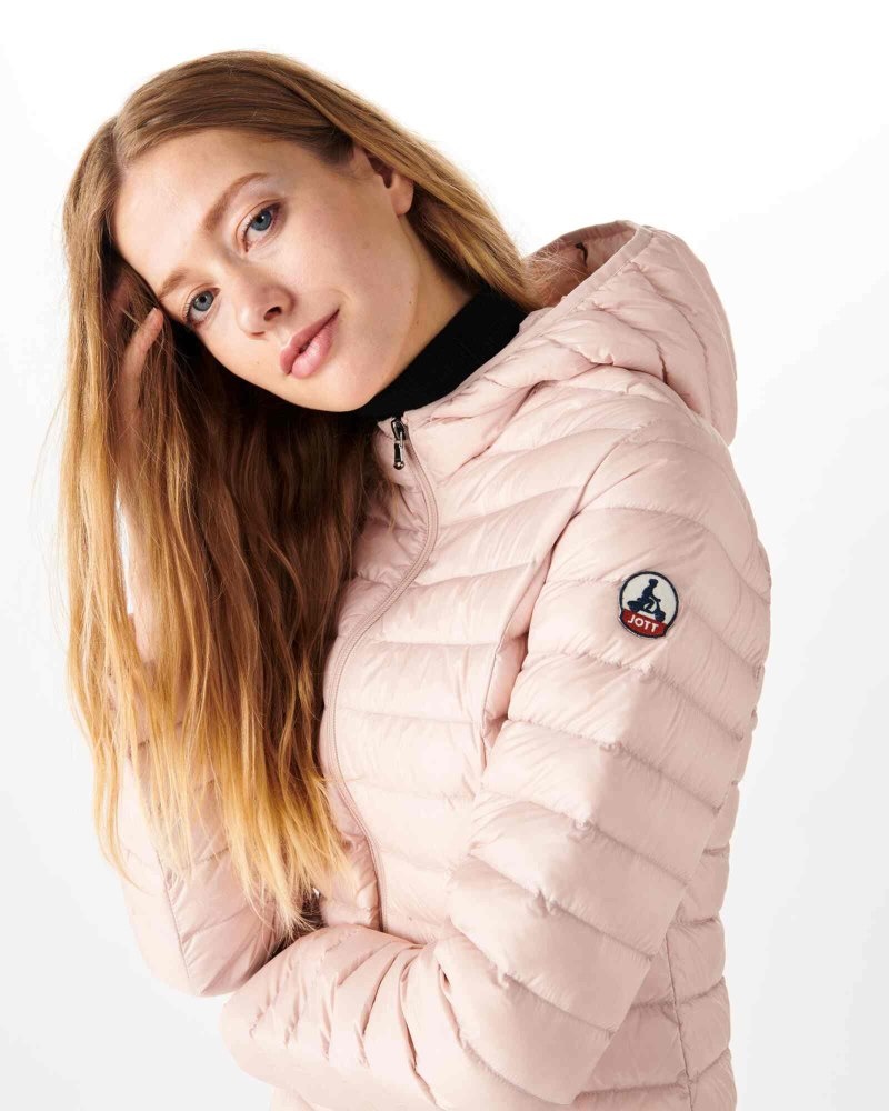 JOTT Cloe Lightweight Hooded Ženske Podstavljene Jakne Svijetlo Roze | SSX-5803