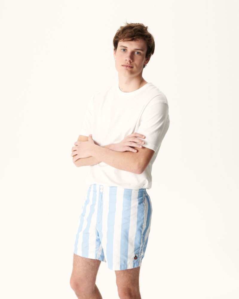 JOTT Deauville Stripe Muške Swim Shorts Crvene Bijele | NZD-1978