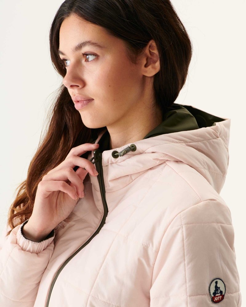 JOTT Kara Reversible Hooded Ultralight Ženske Donje Jakne Maslinasto Zelene Svijetlo Roze | ANN-6811