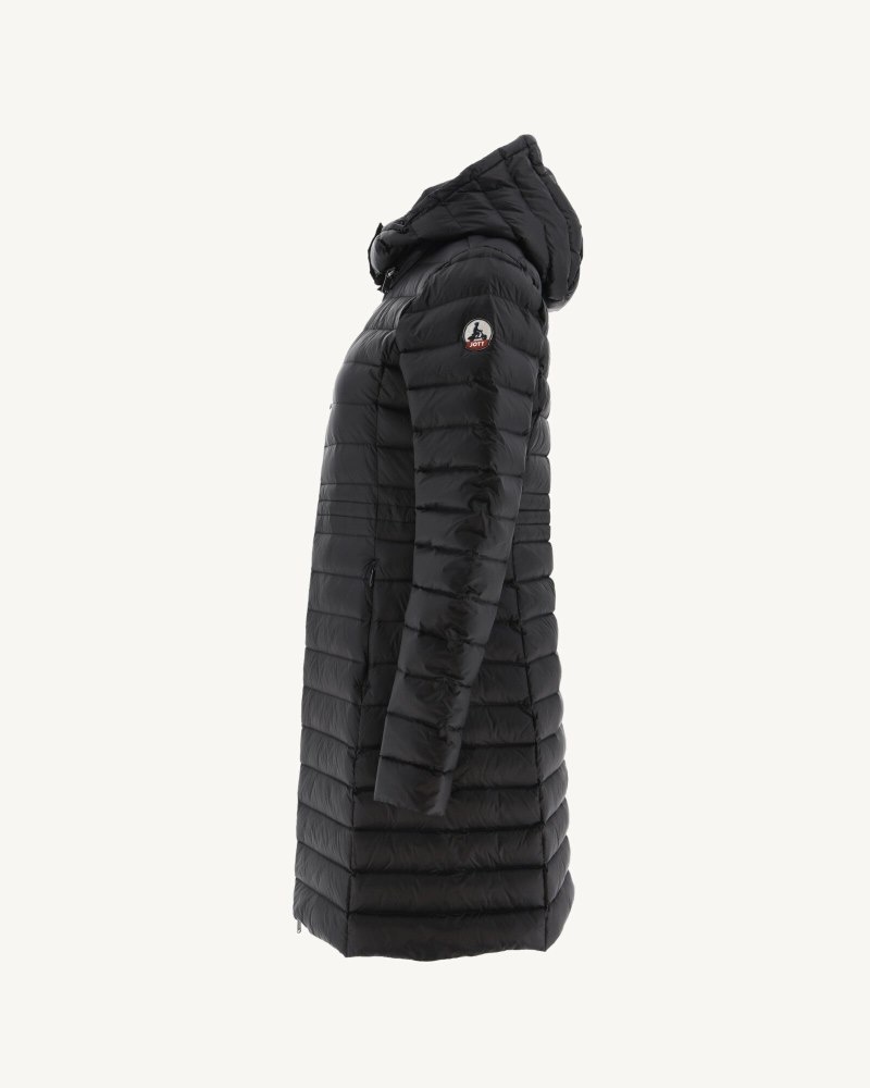 JOTT Vero Long Hooded Ženske Pufer Jakne Crne | NGM-7837