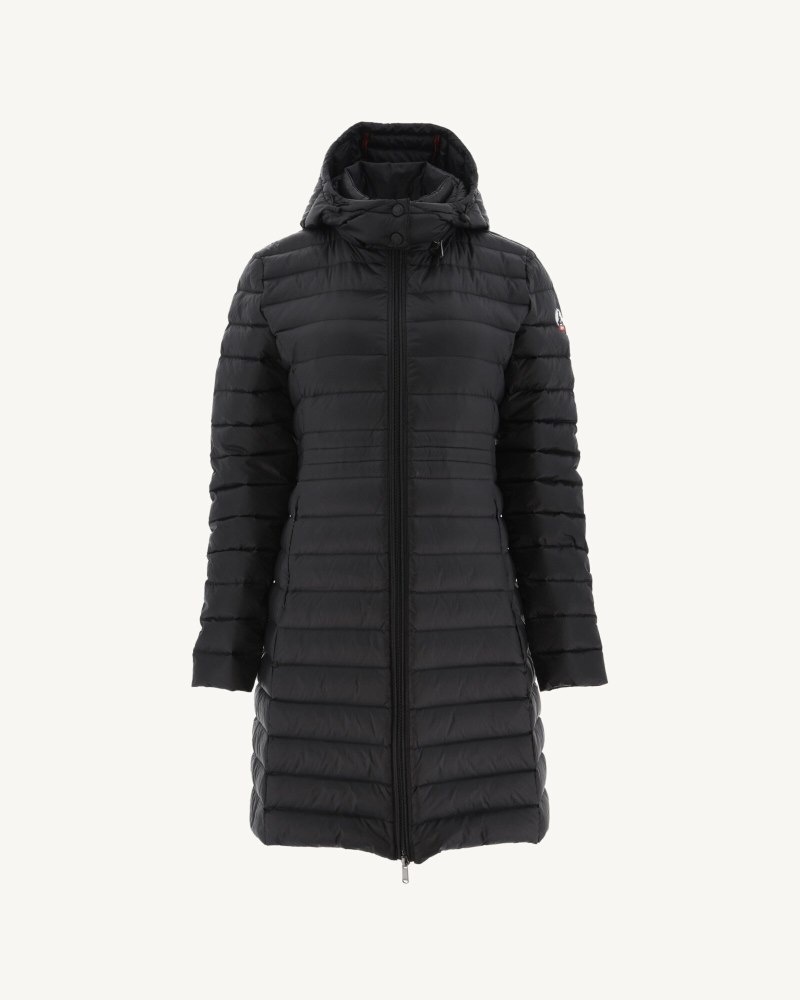 JOTT Vero Long Hooded Ženske Pufer Jakne Crne | NGM-7837